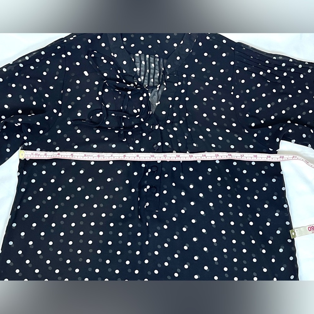 Women's Polka Dot Sheer Blouse Size Small black/white By Cotton On 3/4 Sleeve - Picture 3 of 15